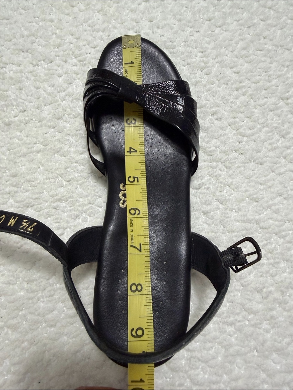 SAS Strippy Strap Wedge Sandal Black Patent Leather Strappy Women’s Size 7.5 M - Picture 10 of 10